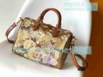 Copy L---V  Bandouliere 25 Gold Speedy Flower Garden Handbag Medium Size